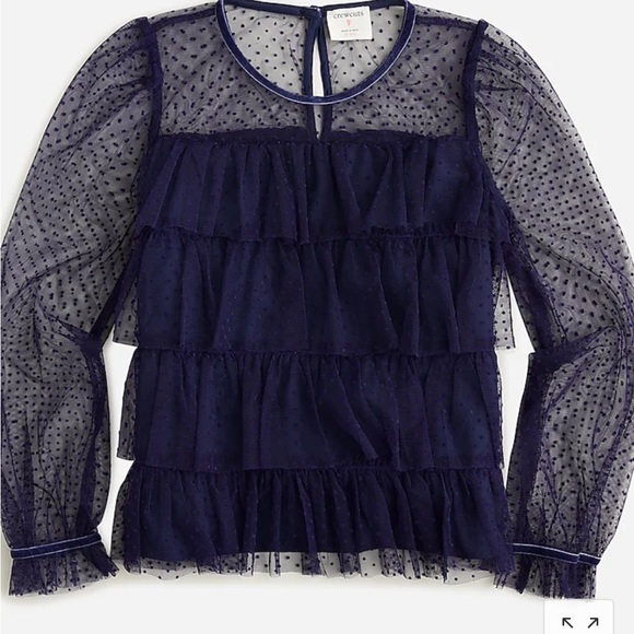 Crewcuts Other - Crew cuts top NWT size 2-3T‎ sheer polka dot tiered fancy dress navy